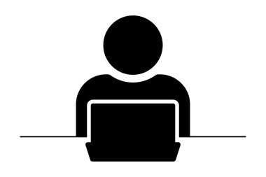 Masa simgesinde dizüstü bilgisayarla çalışan kişi