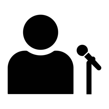 Şarkıcı mikrofon simgesi ile canlı performans sergiliyor