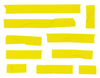 Beyaz arka planda izole edilmiş sarı boş bant etiketi. Şablonu düzenle