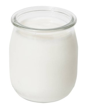 Beyaz arkaplanda izole edilmiş yoğurt kavanozu