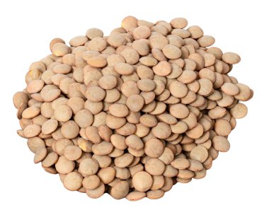 Kahverengi mercimek yığını kesilmiş.