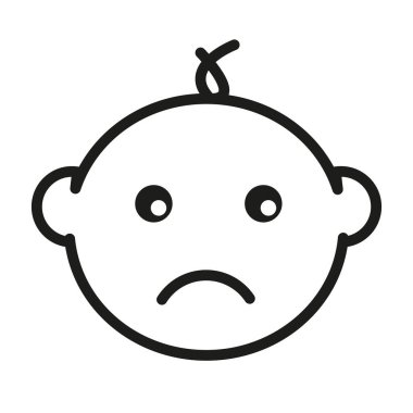 Üzgün bebek yüzünün simgesi negatif duygu gösteriyor