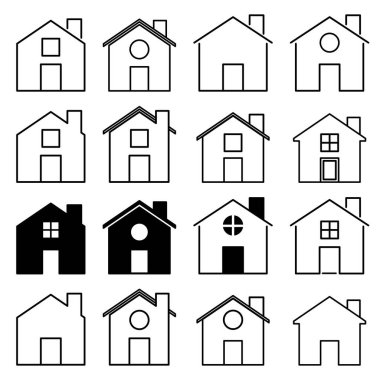 Ev simgesi seti ya da ev inşa simgesi koleksiyonu