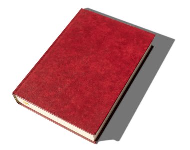 Kapalı kırmızı vintage kitap beyaz arkaplanda izole, modeller ve şablon tasarımları için mükemmel