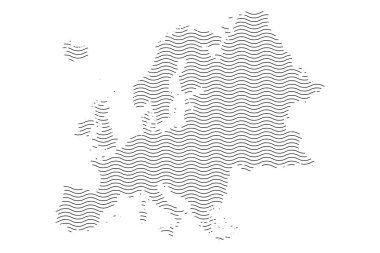 Dalgalı efekt çizgilerine sahip Avrupa haritası