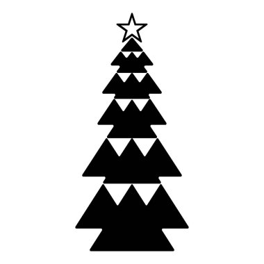 Yıldızlı Modern Geometrik Noel Ağacı Silüet Vektörü
