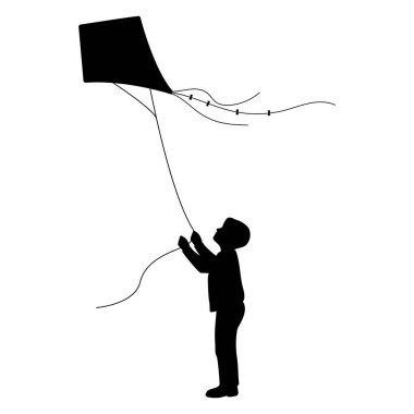 Uçurtma Silueti Uçuran Çocuk Açık Hava Oyunları