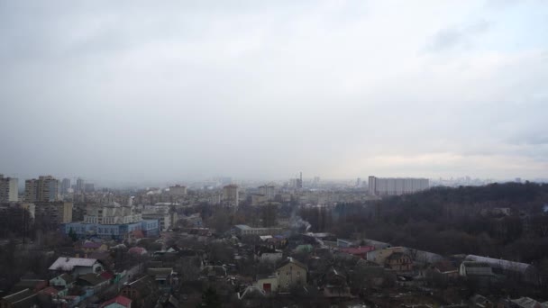 Oekraïne Kiev 2021 Uitzicht Vanuit Lucht Woongebouwen Bedekt Met Sneeuw — Stockvideo