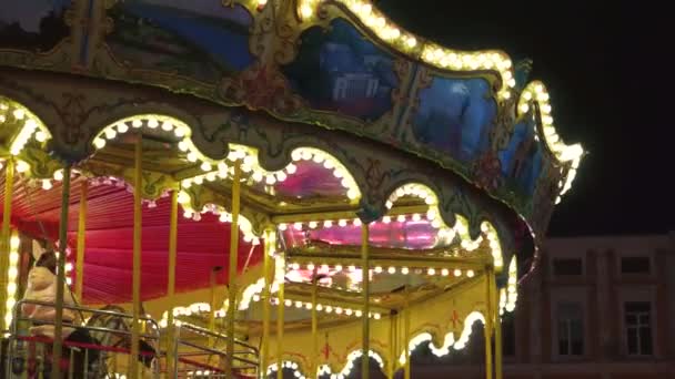 Kiev Ucrania 2021 Increíble Luz Intermitente Colorida Feria Carnaval Vintage — Vídeos de Stock