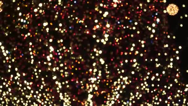 模糊的圣诞彩灯背景 圣诞树上闪烁的灯光闪烁着 寒假的概念 乌克兰符号 — 图库视频影像