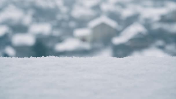 Χιονισμένο Χειμώνα Χριστουγεννιάτικο Βίντεο Φόντο Νιφάδες Χιονιού Πέφτουν Αργά Έξω — Αρχείο Βίντεο