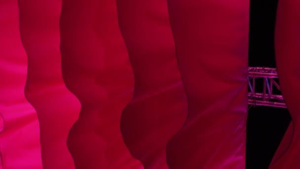 Light Flowing Red Fabric Imitating Waves Concept Lightness Female Beauty — Vídeo de Stock