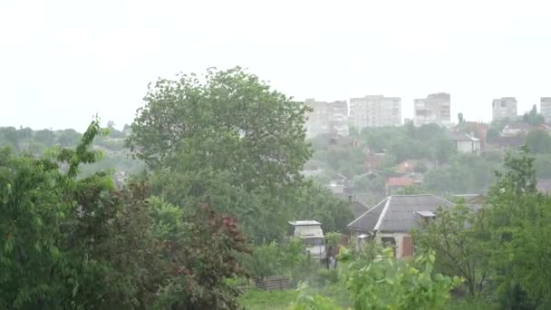 Heavy Rain Pouring Roof House Storm Rain Countryside Thunderstorm Rain — Stockvideo