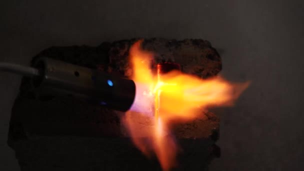 Ignition Two Coconut Coals Hookah Gas Burner Close Kindling Coals — Stock videók