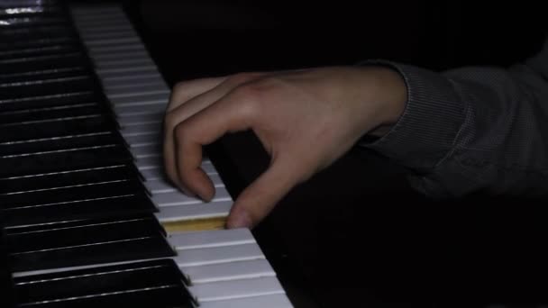 Muž Dvě Ruce Hraje Jemnou Klasickou Hudbu Klavír Profesionální Pianista — Stock video