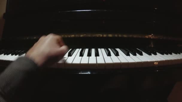 Student Learning Play Piano Man Two Hands Plays Beautiful Piano — Video