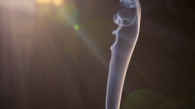 Aromatherapy burning incense stick close up. Indian incense sticks. Meditation, spa relaxation concept