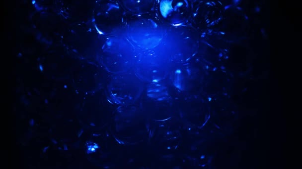 Water Colored Blue Gel Balls Super Macro Bubbles Slow Motion — Stockvideo