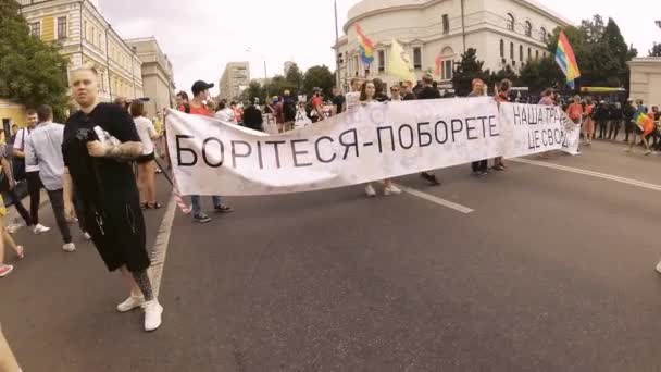Kiev Ucrania Febrero 2019 Marcha Por Igualdad Lgbt Desfile Del — Vídeos de Stock