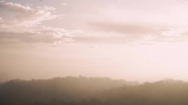 Climate deadly situation. Changing of the climate. Global warming. An epic sight of smog and disease hanging over Kiev at dawn