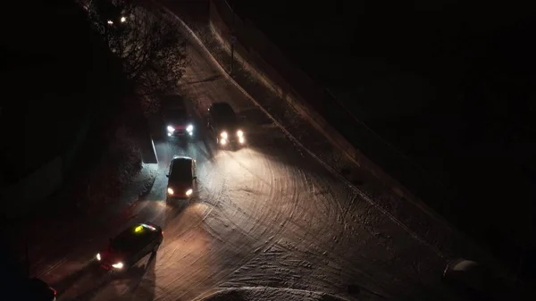 Kyiv Ukrayna Ocak 2023 Yoğun Trafik Sıkışıklığı Kış Karı Akşamları — Stok fotoğraf