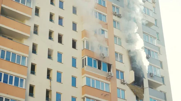 Kyiv Ukraine November 2022 Fire Apartment Building Firefighters Fighting Flames — Fotografia de Stock