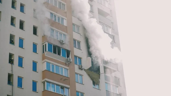 Kyiv Ukraine November 2022 Group Firefighters Stands Balcony Apartment Building — Foto de Stock