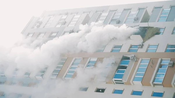 Kyiv Ukraine November 2022 Fire Apartment Thick Gray Smoke Comes — ストック写真