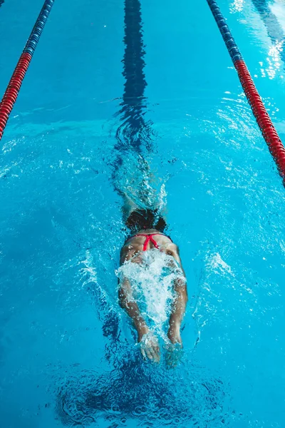 수영장에서 수영을 선수가 대회에서 우승하기로 결심하였다 — 스톡 사진
