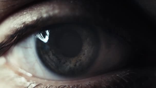 Green Eye Close Capillaries Concept Ophthalmology Medicine Extreme Macro Eye — Stock Video