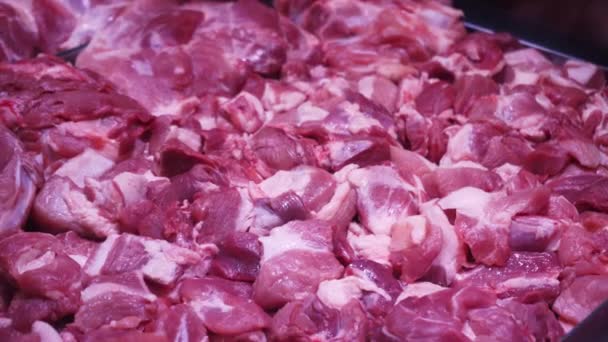 Tienda Carne Una Amplia Selección Productos Cárnicos Supermercado Carne Fresca — Vídeos de Stock