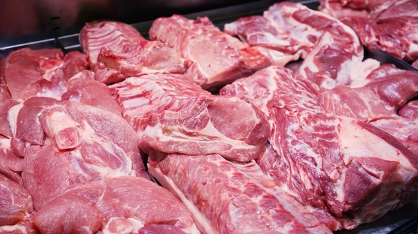 Tienda Carne Una Amplia Selección Productos Cárnicos Supermercado Carne Fresca —  Fotos de Stock