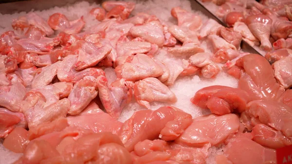 Negozio Carne Ampia Selezione Prodotti Base Carne Supermercato Carne Fresca — Foto Stock