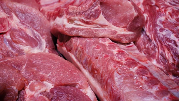 Κατάστημα Κρέατος Μια Μεγάλη Ποικιλία Προϊόντων Κρέατος Στο Σούπερ Μάρκετ — Φωτογραφία Αρχείου