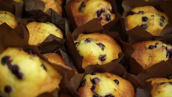 Des Muffins Sains Fraîchement Cuits Sur Comptoir Magasin Shopping Épicerie — Photo