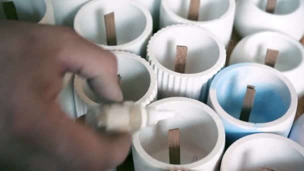 Proses Membuat Lilin Beraroma Rumah Pabrik Untuk Produksi Lilin Lilin — Stok Video