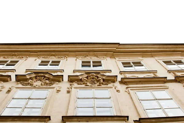 Praga Republika Czeska 2019 Widok Bliska Fasadę Oknami Starych Historycznych — Zdjęcie stockowe