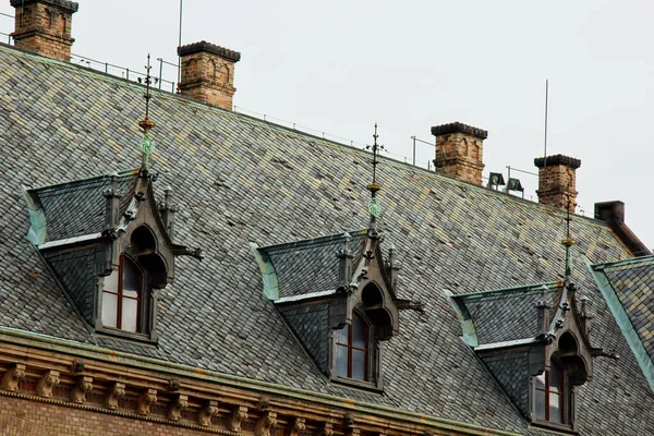 stock image Prague. 10.05.2019: Staircase to the treasury, Saint Vitus's Cathedral, Prague castle, Prague, Czech Republic. Gothic ornamental detail of roof St. Vitus Cathedral