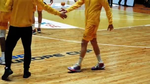Kiev Ukraina Montage Basket Sändning Med Spelstatistik Skärmen Två Internationella — Stockvideo
