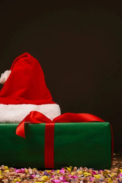 Top View Photo Christmas Flatlay Gift Box Christmas Tree Decorations — Stock Photo, Image
