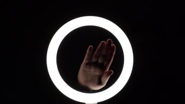 pack of gestures. female hands close-up make figures from fingers. finger play. wawing by palm hello or goodbye. Greetings and farewell.