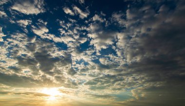 Natural Sunset Sunrise. Bright Dramatic Sky And Dark Ground. Countryside Landscape Under Scenic Colorful Sky