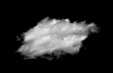 Beyaz bulut siyah arkaplanda izole olmuş gerçekçi bir bulut.