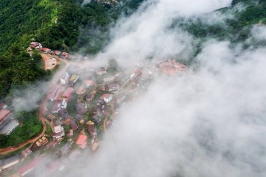 mountain ridge and clouds in rural jungle bush forest. Ban Phahee, Chiang Rai Province, Thailand
