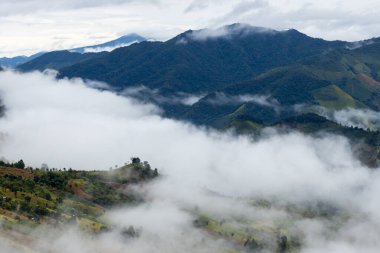Top view Landscape of Morning Mist with Mountain Layer at Sapan nan thailand