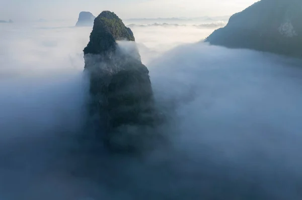 stock image Top view Landscape of Morning Mist with Mountain Layer