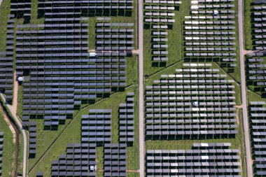 Üst görünüm Güneş paneli, fotovoltaik, alternatif elektrik kaynağı