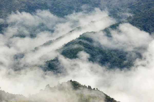 Vista Superior Paisaje Niebla Mañana Con Montaña — Foto de Stock