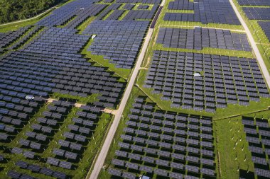 Top view Aerial view of Solar panel, photovoltaic, alternative electricity source