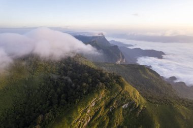 Top view Landscape of Morning Mist with Mountain Layer